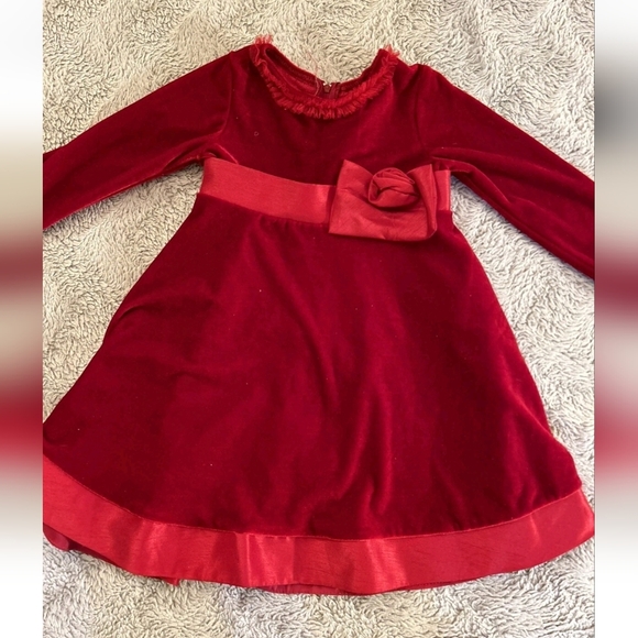 Sophie Rose Girls Dress Sz 3T Red Velevet Dress Christmas Belted - Picture 3 of 8
